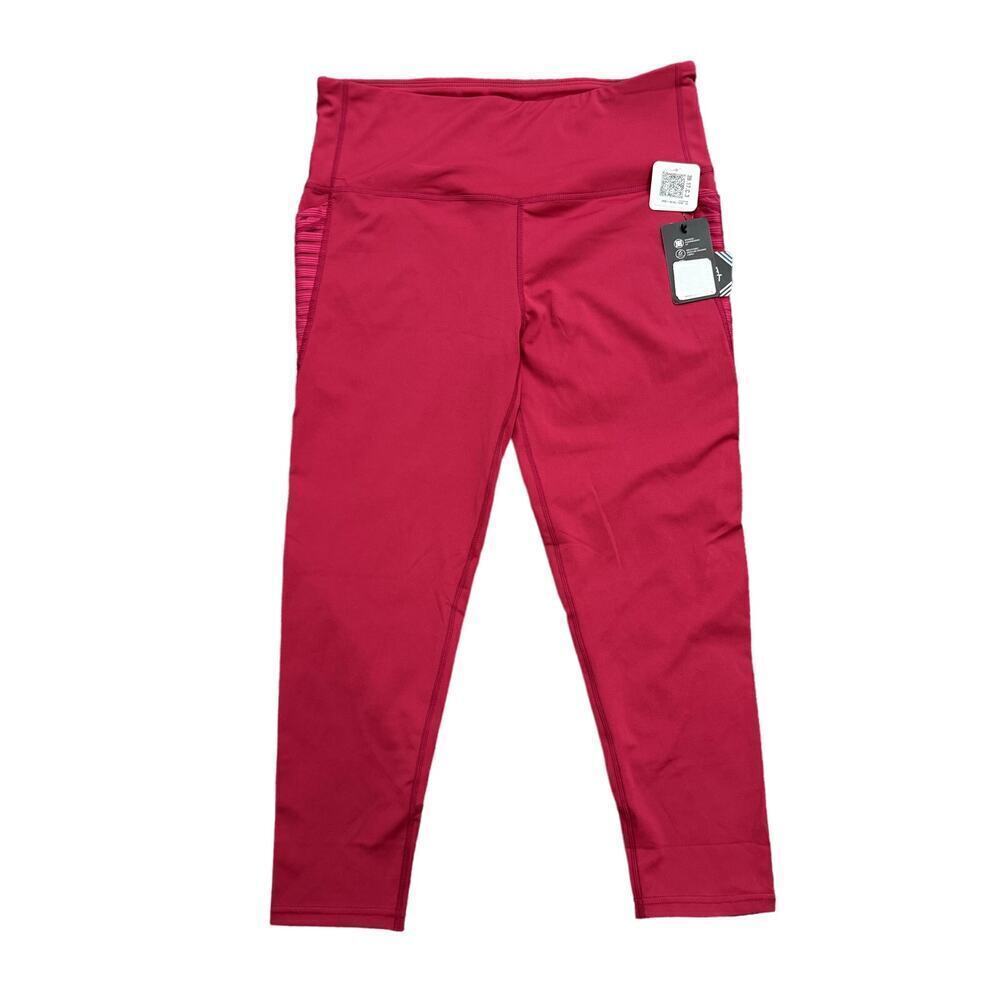 BSP Active Capri Side Pocket Leggings in Berry Red, Size 2X​​​​